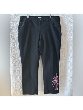 Woman Within Embroidered Floral Stretch Denim Jean
